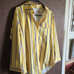 Yellow Striped Men's Button-Up Shirt